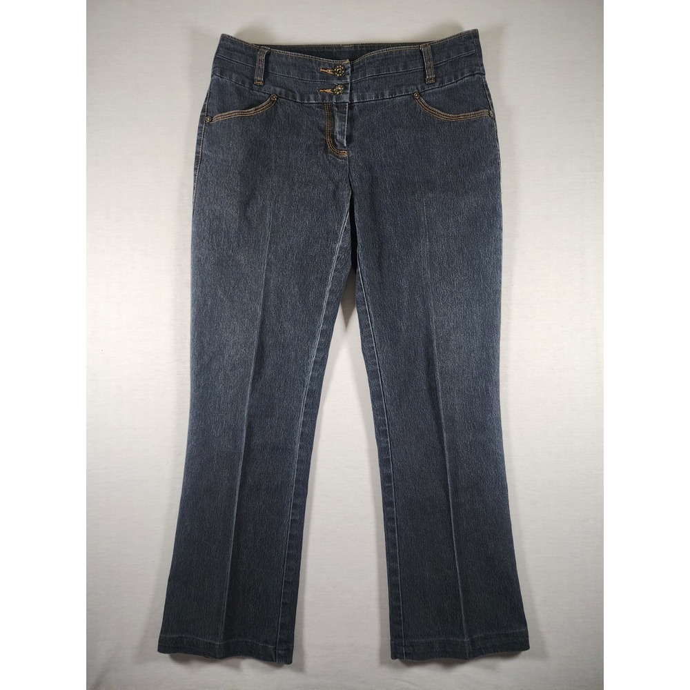 Bisou Bisou Bootcut Jeans Women 4P Dark Blue High Waist Stretch Y2K Petite Retro